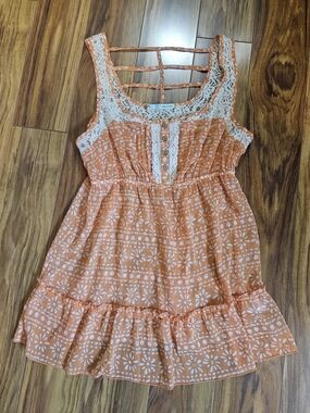 Maurices Orange & White Lace-Trim Tank